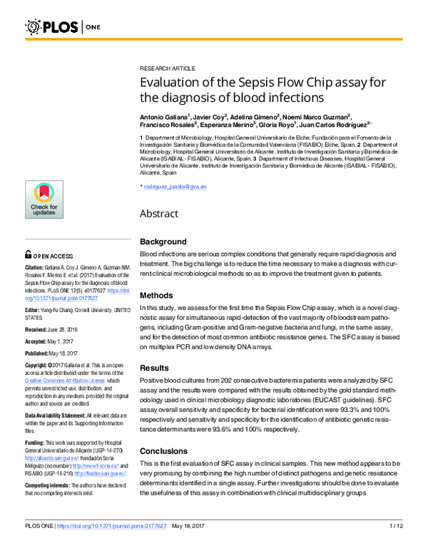 (PDF) Evaluation of the Sepsis Flow Chip assay for the diagnosis of ...
