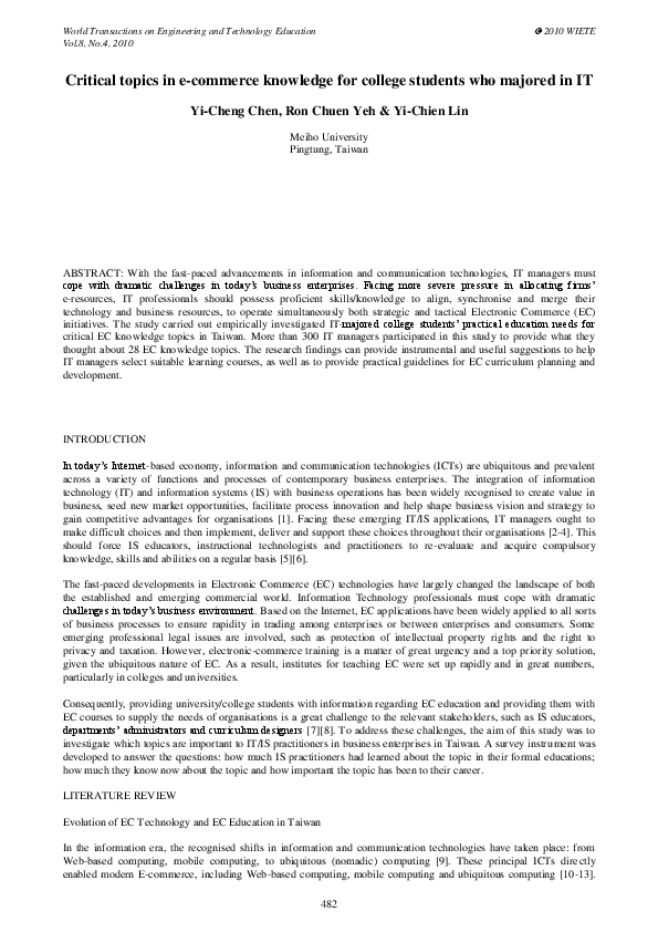 (PDF) Critical topics in e-commerce knowledge for college students who ...