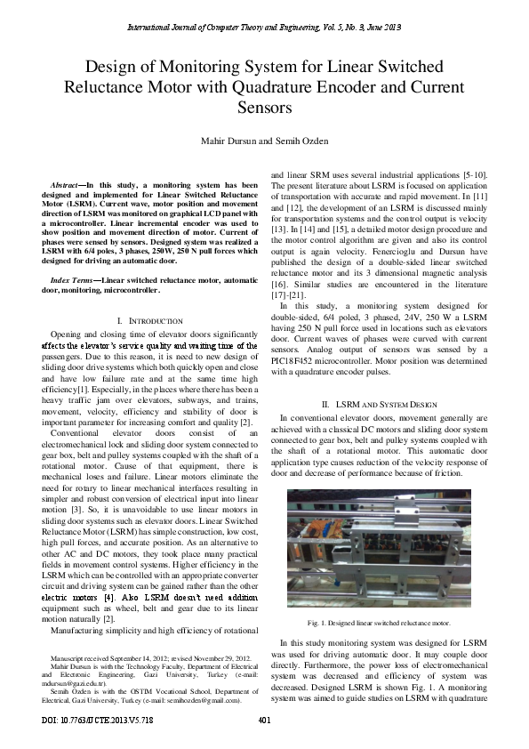 (PDF) Design of Monitoring System for Linear Switched Reluctance Motor ...
