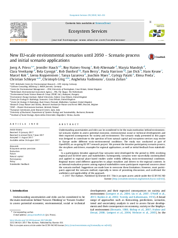 (PDF) New EU-scale environmental scenarios until 2050 – Scenario ...