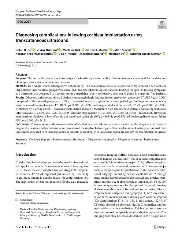 (PDF) Diagnosing complications following cochlear implantation using ...