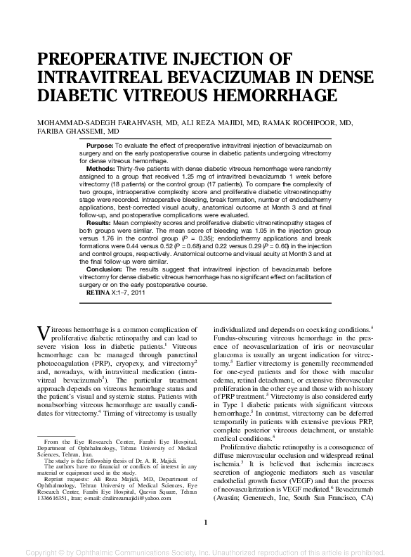 (PDF) Preoperative Injection of Intravitreal Bevacizumab in Dense ...