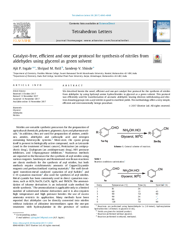 (PDF) Catalyst-free, efficient and one pot protocol for synthesis of ...