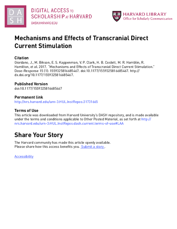 (PDF) Mechanisms and Effects of Transcranial Direct Current Stimulation
