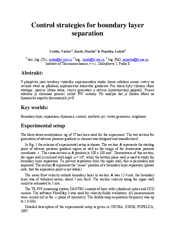 (PDF) Control of a boundary layer separation