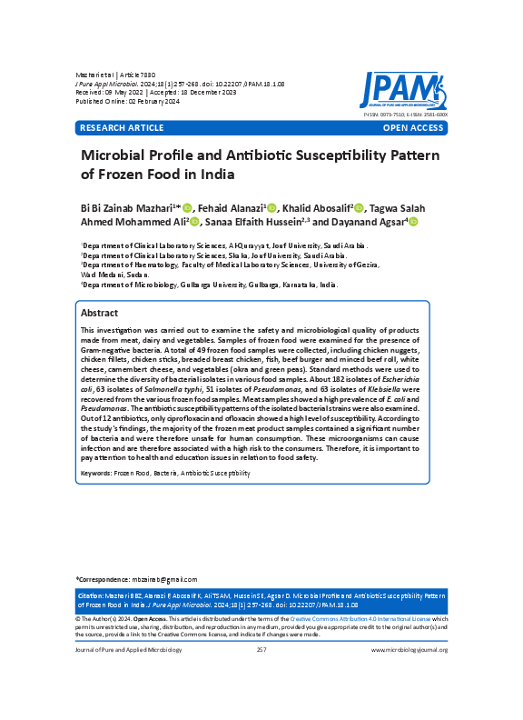 (PDF) Microbial Profile and Antibiotic Susceptibility Pattern of Frozen ...