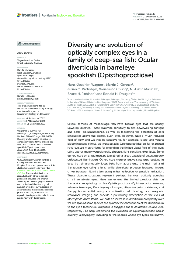 (PDF) Diversity and evolution of optically complex eyes in a family of ...