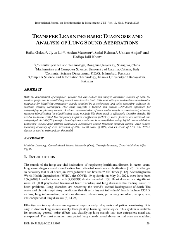 (PDF) Transfer Learning Based Diagnosis and Analysis of Lung Sound ...