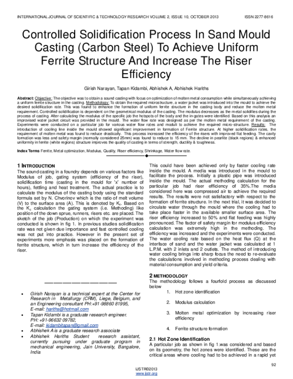 (PDF) Controlled Solidification Process In Sand Mould Casting (Carbon ...
