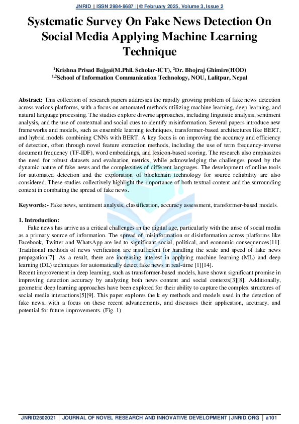 (PDF) Systematic Survey On Fake News Detection On Social Media Applying ...
