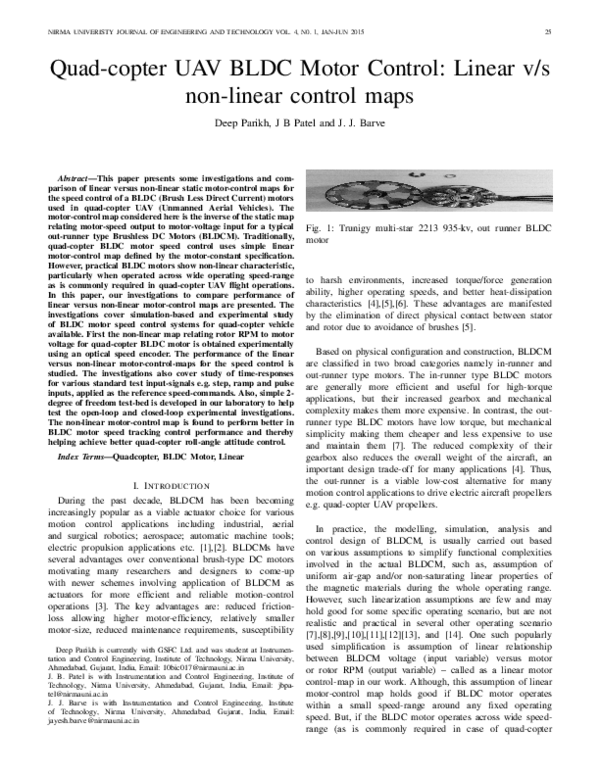 (PDF) Quad-copter UAV BLDC Motor Control: Linear v/s non-linear control ...