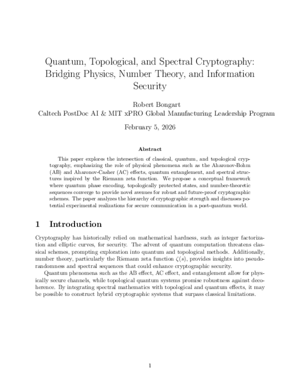 (PDF) Quantum, Topological, and Spectral Cryptography: Bridging Physics ...