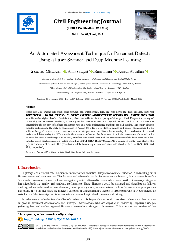 (PDF) An Automated Assessment Technique for Pavement Defects Using a ...