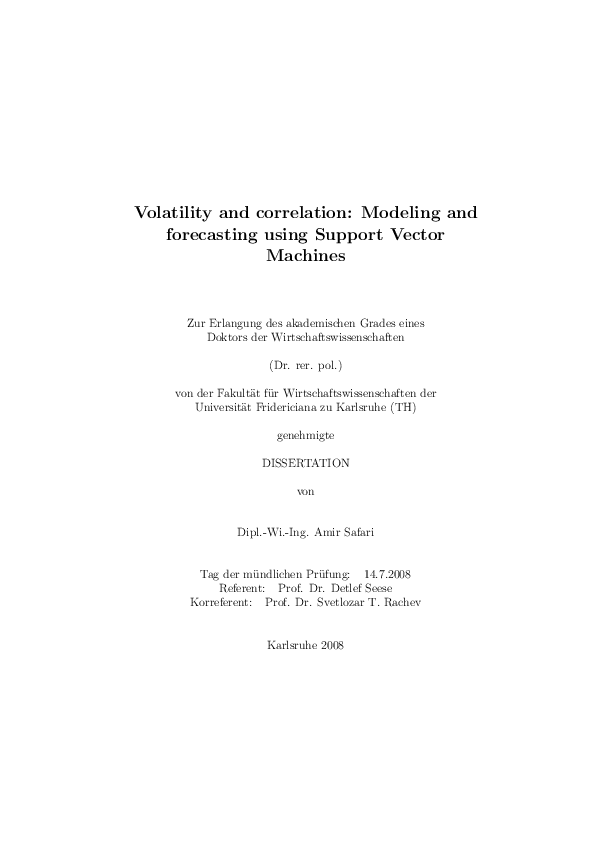 (PDF) Volatility and correlation: Modeling and forecasting using ...