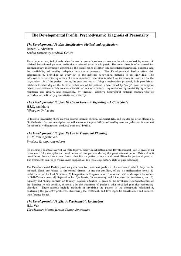 (PDF) The Developmental Profile