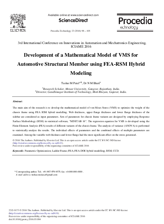 (PDF) Development of a Mathematical Model of VMS for Automotive ...