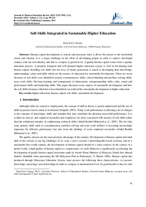 (PDF) Soft Skills Integrated in Sustainable Higher Education