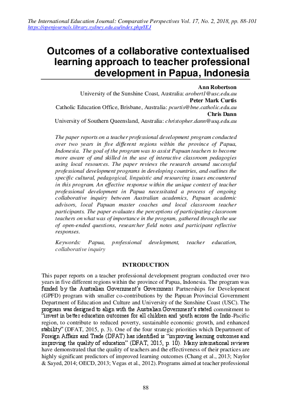 (PDF) Outcomes of a collaborative contextualize learning approach to ...