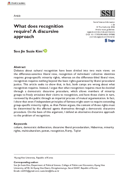 (PDF) What does Recognition Require? A Discursive Approach