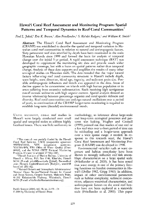 (PDF) Hawai'i Coral Reef Assessment and Monitoring Program: Spatial ...