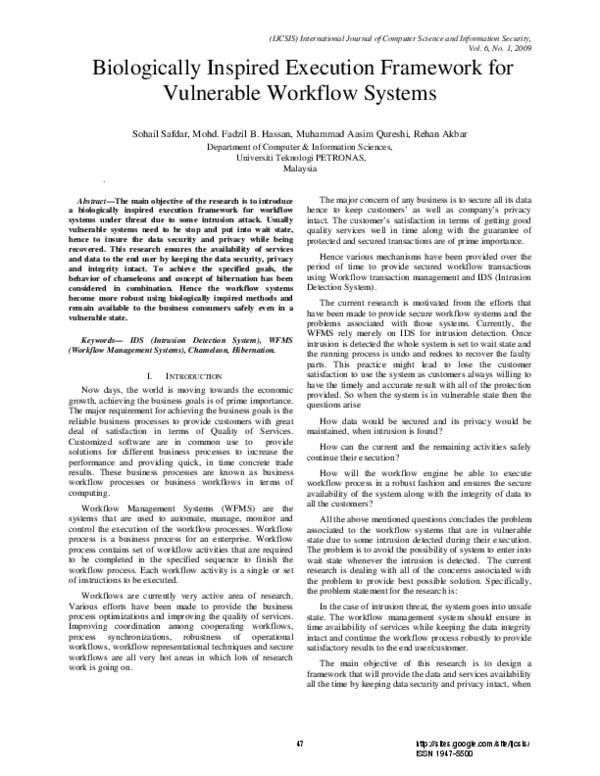 (PDF) Biologically inspired execution framework for vulnerable workflow ...