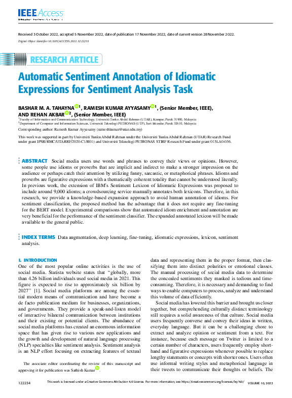 (PDF) Automatic Sentiment Annotation of Idiomatic Expressions for ...