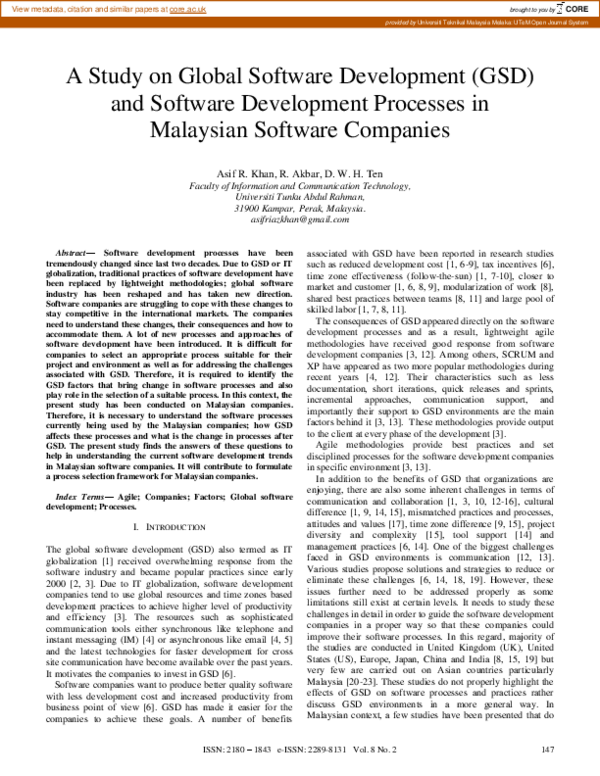 (PDF) A Study on Global Software Development (GSD) and Software ...