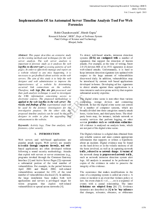 (PDF) Implementation Of An Automated Server Timeline Analysis Tool For ...