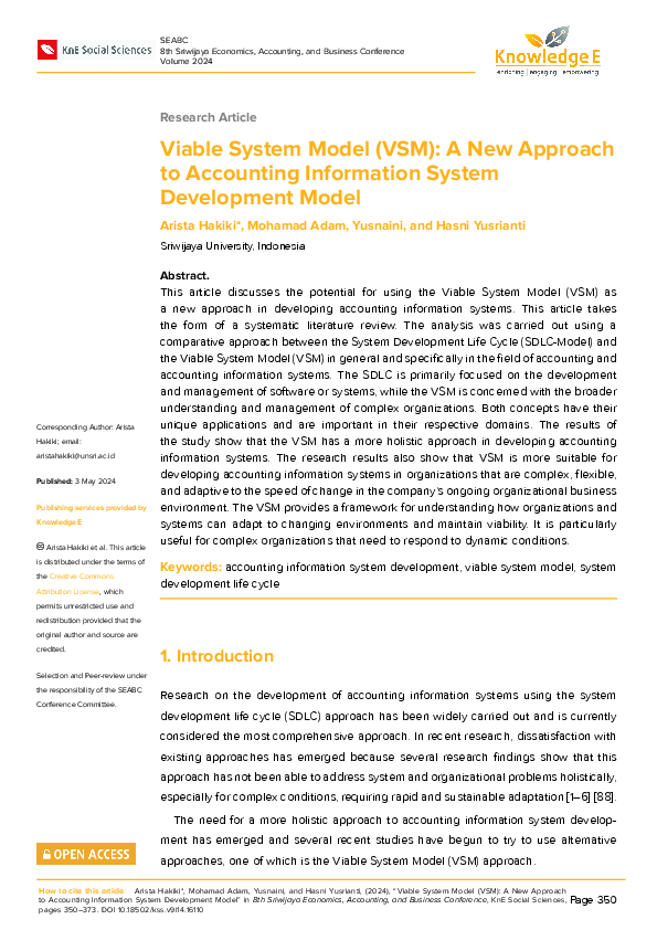 (PDF) Viable System Model (VSM): A New Approach to Accounting ...