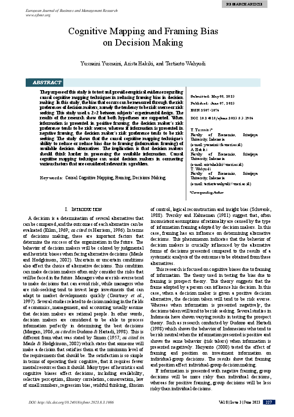 (PDF) Cognitive Mapping and Framing Bias on Decision Making
