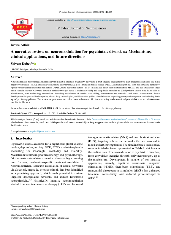 (PDF) A narrative review on neuromodulation for psychiatric disorders ...