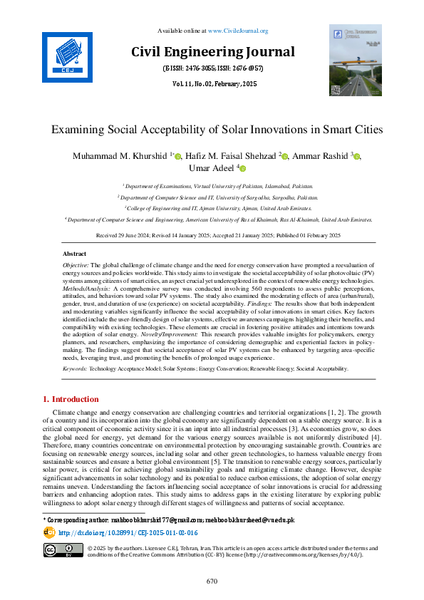 (PDF) Examining Social Acceptability of Solar Innovations in Smart Cities
