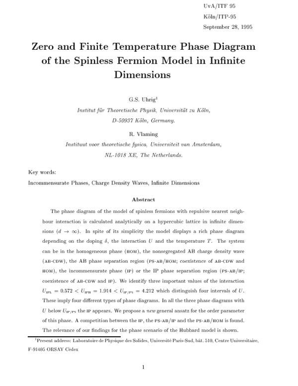 (PDF) Zero and finite temperature phase diagram of the spinless fermion ...