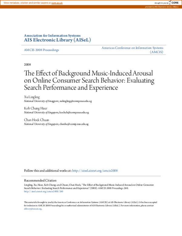 (PDF) The Effect of Background Music-Induced Arousal on Online Consumer ...