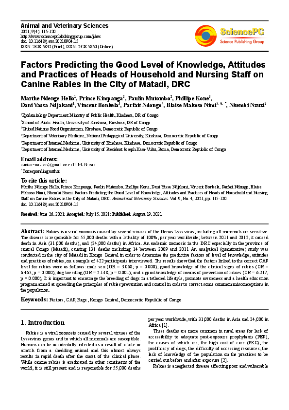 (PDF) Factors Predicting the Good Level of Knowledge, Attitudes and ...