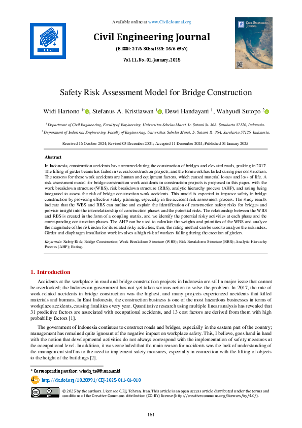 (PDF) Safety Risk Assessment Model for Bridge Construction
