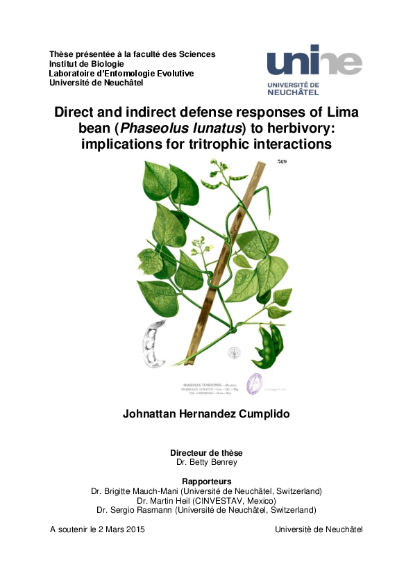 (PDF) Direct and indirect defense response of Lima bean ("Phaseolus ...