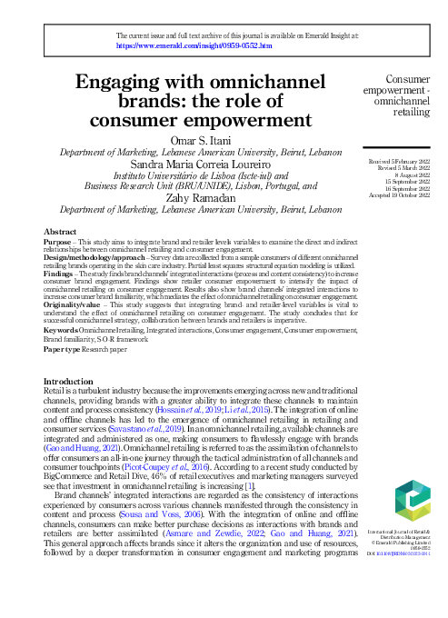(PDF) Engaging with omnichannel brands: the role of consumer empowerment