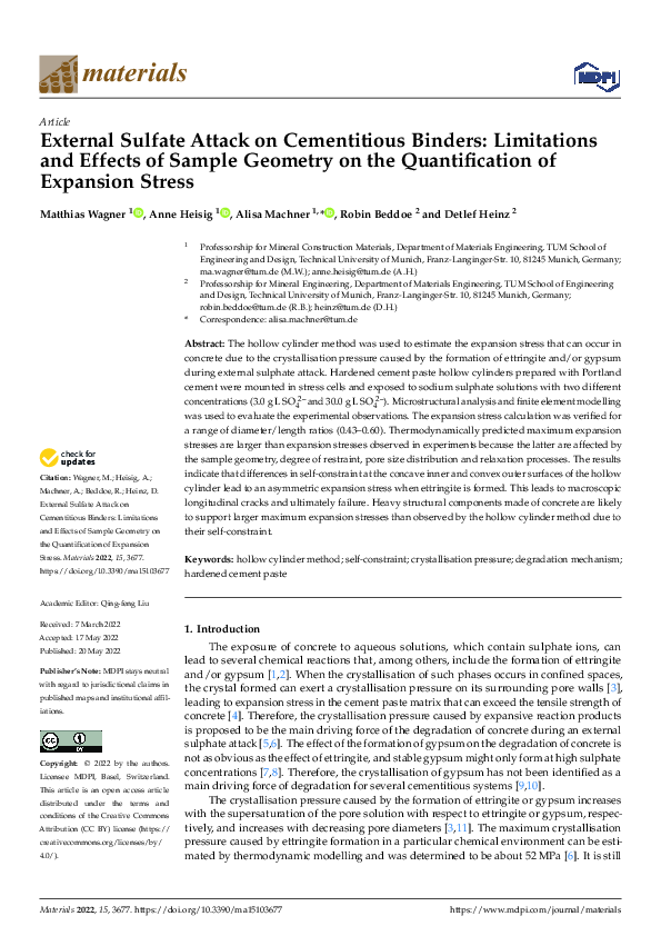 (PDF) External Sulfate Attack on Cementitious Binders: Limitations and ...