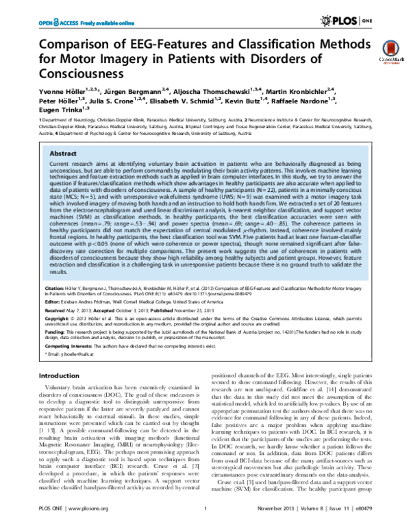 (PDF) Comparison of EEG-Features and Classification Methods for Motor ...