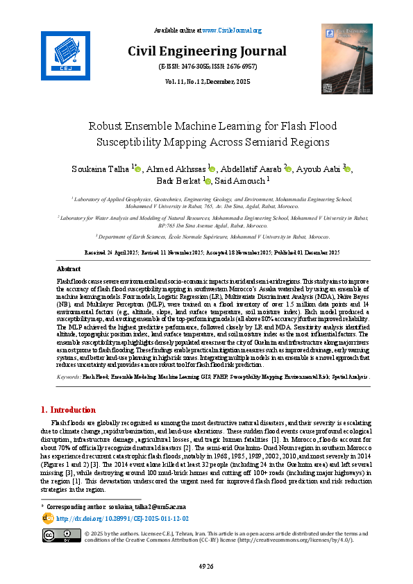 (PDF) Robust Ensemble Machine Learning for Flash Flood Susceptibility ...