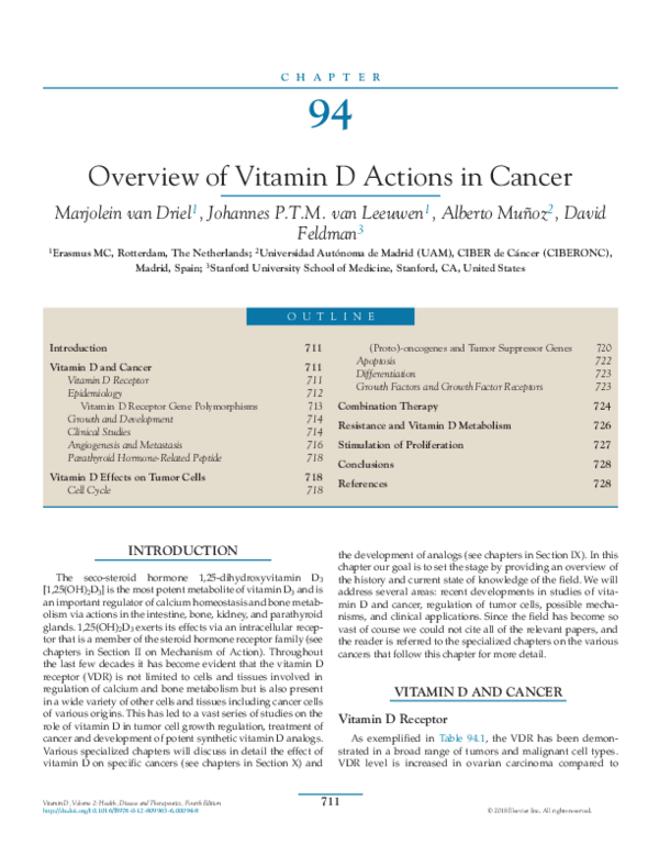 (PDF) Overview of Vitamin D Actions in Cancer