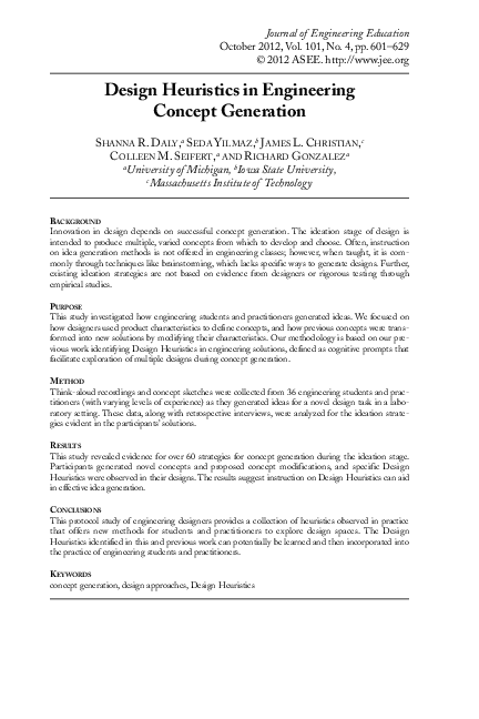 (PDF) Design Heuristics in Engineering Concept Generation
