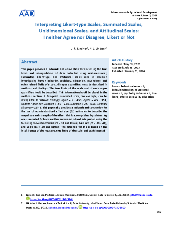 (PDF) Interpreting Likert type, summated, unidimensional, and ...