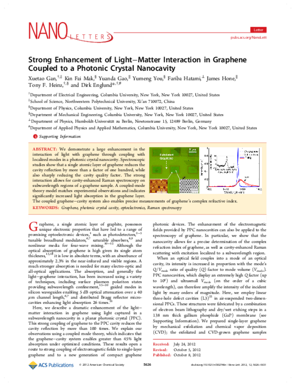 (PDF) Strong Enhancement of Light–Matter Interaction in Graphene ...