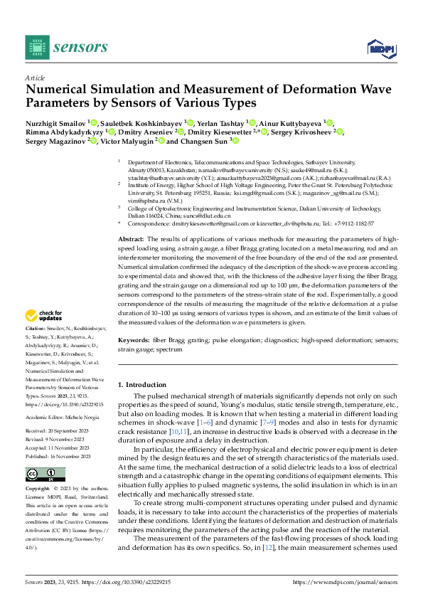 (PDF) Numerical Simulation and Measurement of Deformation Wave ...