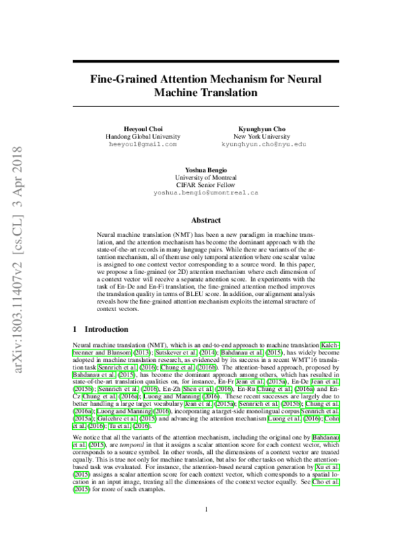 (PDF) Fine-Grained Attention Mechanism for Neural Machine Translation