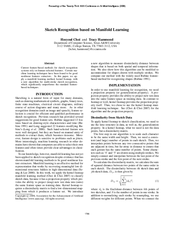 (PDF) Sketch recognition based on manifold learning