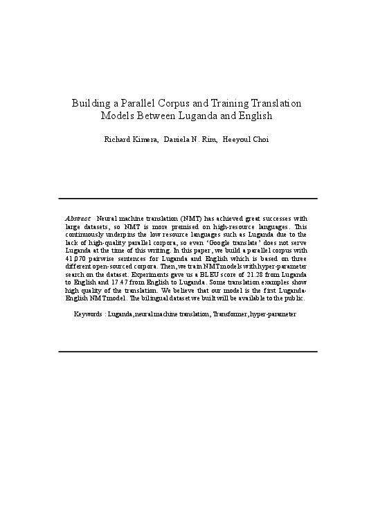 (PDF) Building a Parallel Corpus and Training Translation Models ...