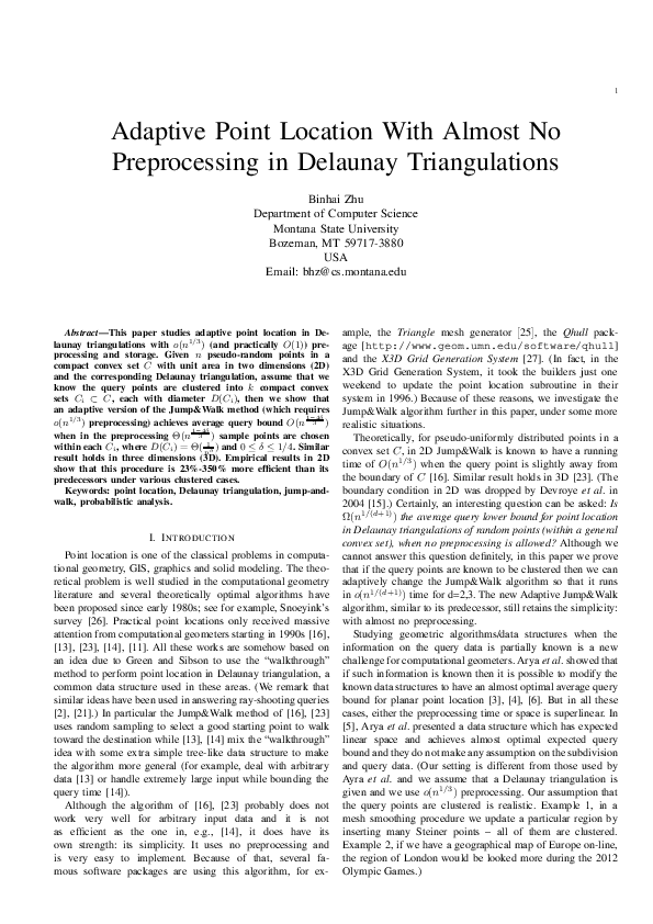 (PDF) Adaptive Point Location with almost No Preprocessing in Delaunay ...